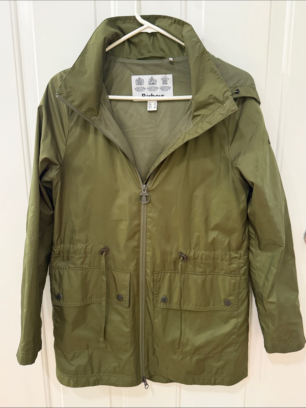 Barbour Olive Utility Jacket with Drawstring Waist